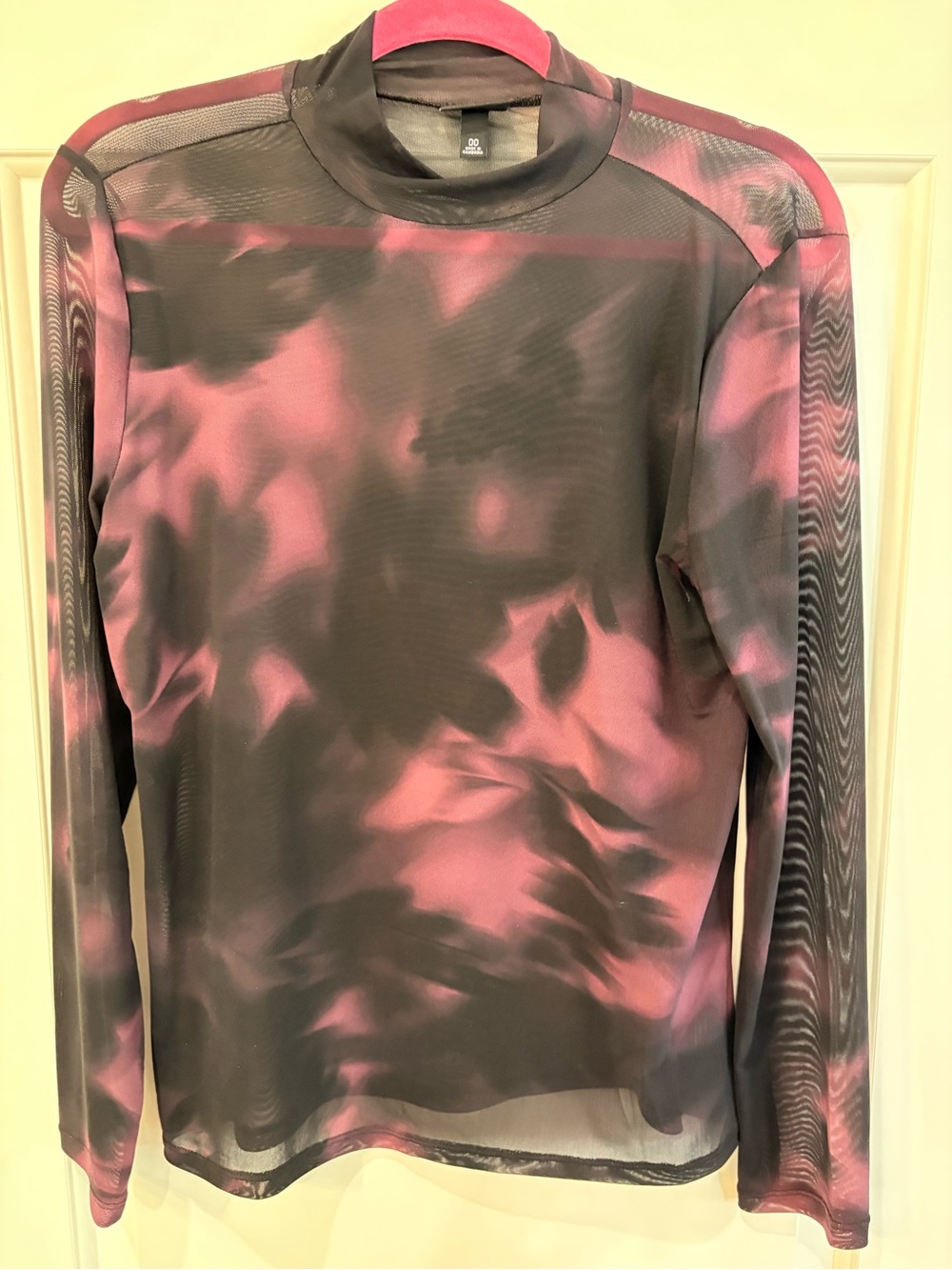 Torrid Sheer Long Sleeve Mesh Top in Black and Pink